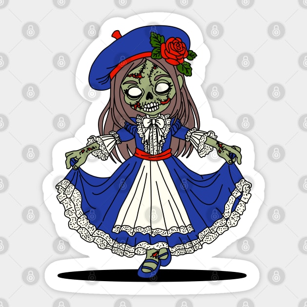 Cute French Zombie Sticker by H. R. Sinclair